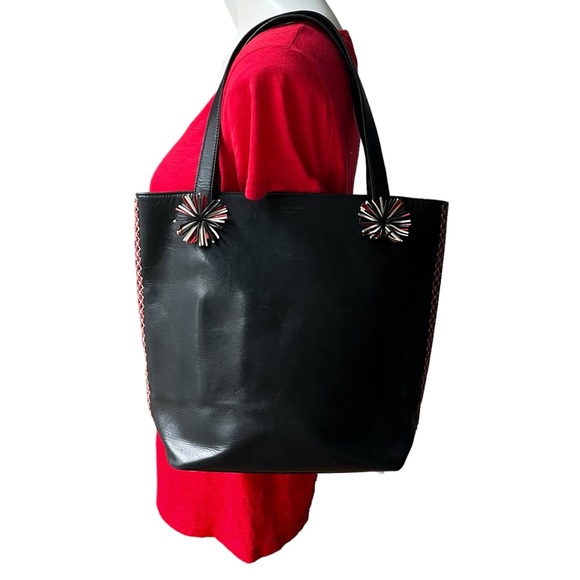 Vintage Rare Style Kate Spade New York Black Leather Classic Tote